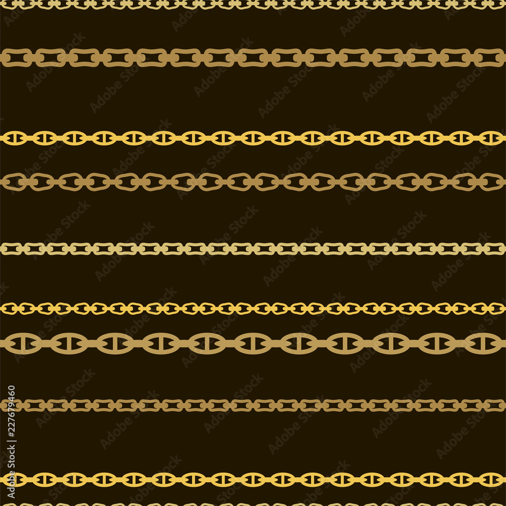 Seamless pattern with gold chains on a black background. Vector. Seamless pattern with gold chains on a black background. Vector.