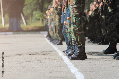 Fotografia building soldiers on the parade ground, toned