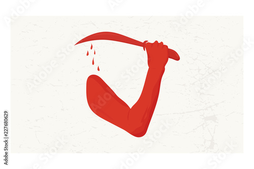Vector illustration: Goliad Flag, also known as Severed Arm or Bloody Sword Texas Independence flag. photo