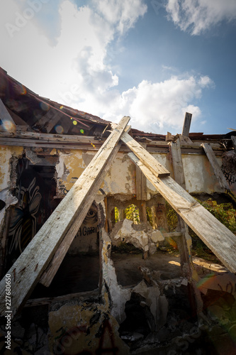 Graffiti and views of the abandoned city of Consonno (Lecco, Italy).