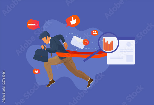 Overcome challenge vector illustration: resilient businessmen with ambitious goals overcoming obstacles.