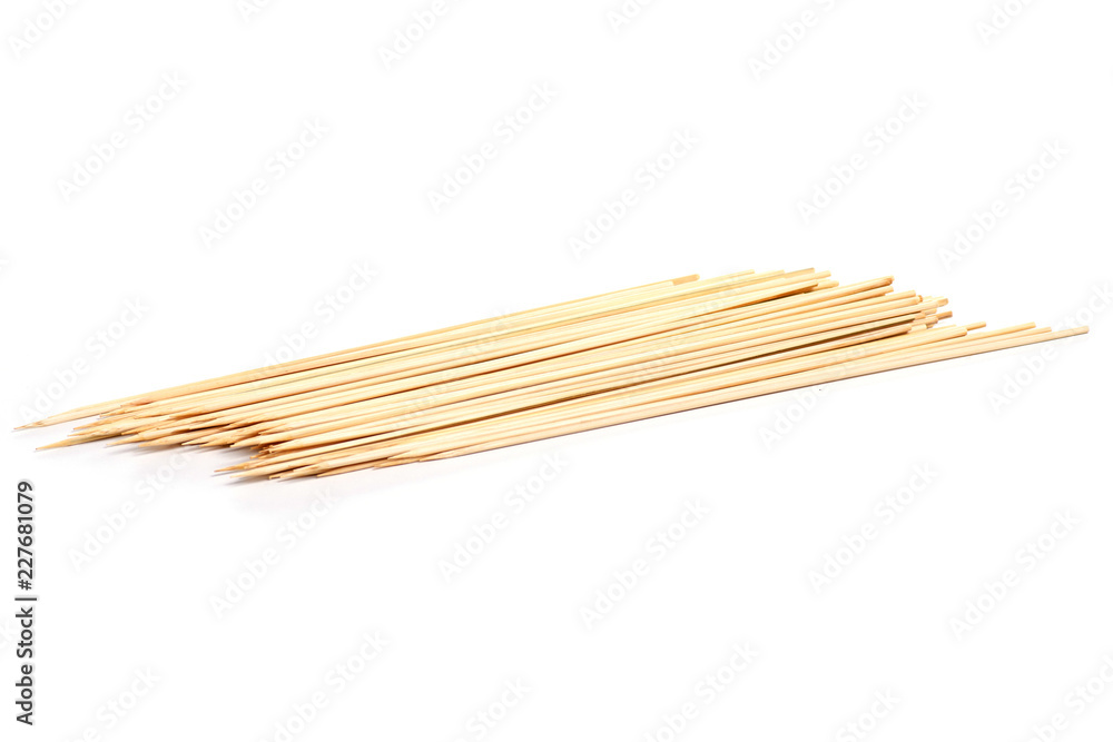 Wooden skewers food isolated on a white background Wooden skewers food isolated on a white background