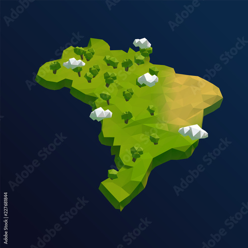Brazil Vector Low Poly 3D Cartoon Map