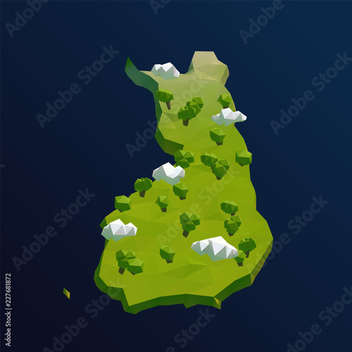 Finland Vector Low Poly 3D Cartoon Map