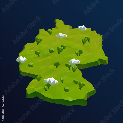 Germany Vector Low Poly 3D Cartoon Map