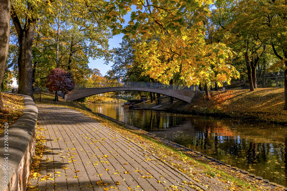 Autumn in central public park of Riga, Latvia, EC