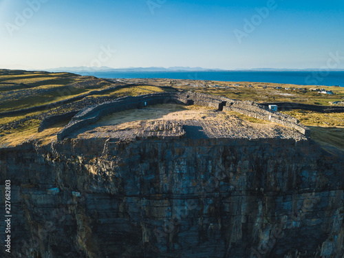 Aerial view of Dun Aonghasa fort of Inishmore on the Aran Islands