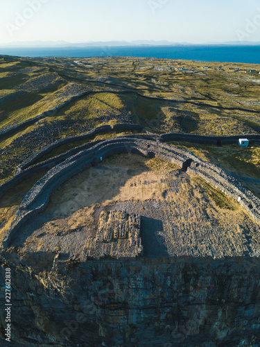 Aerial view of Dun Aonghasa fort of Inishmore on the Aran Islands