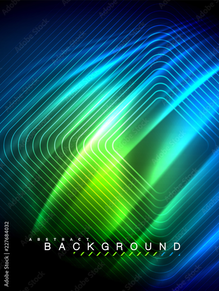 Neon glowing wave, magic energy and light motion background. Vector illustration Neon glowing wave, magic energy and light motion background. Vector illustration