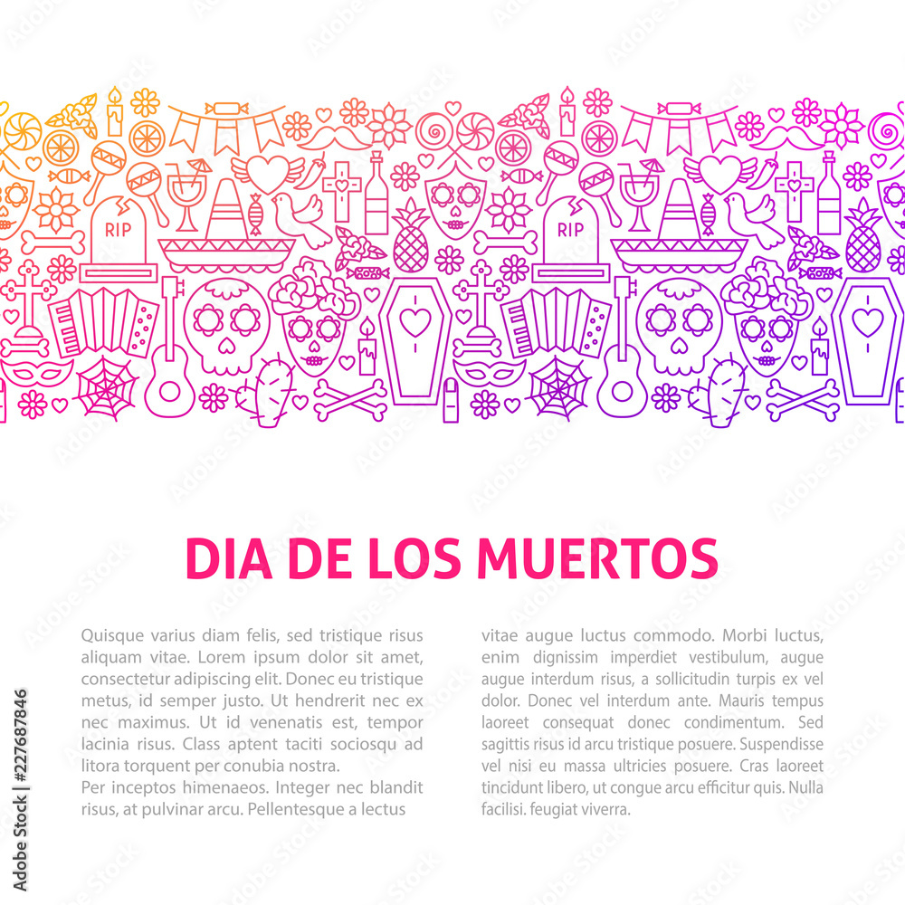 Dia De Los Muertos Line Design Template