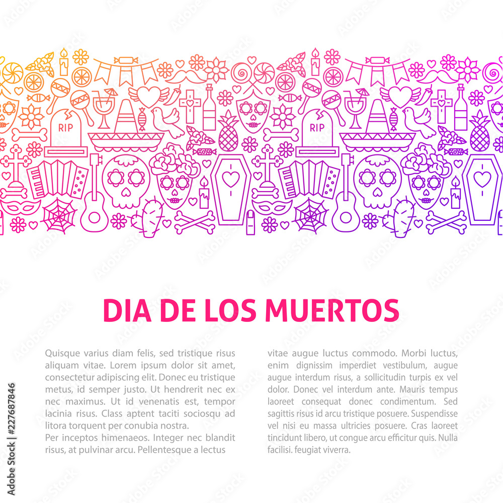 Obraz premium Dia De Los Muertos Line Design Template