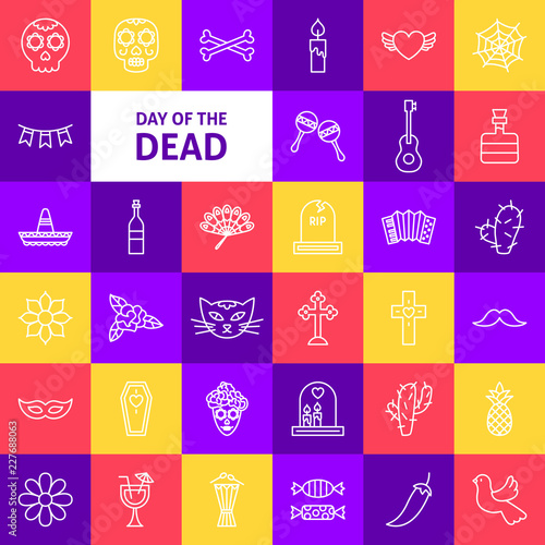 Vector Day of the Dead Line Icons