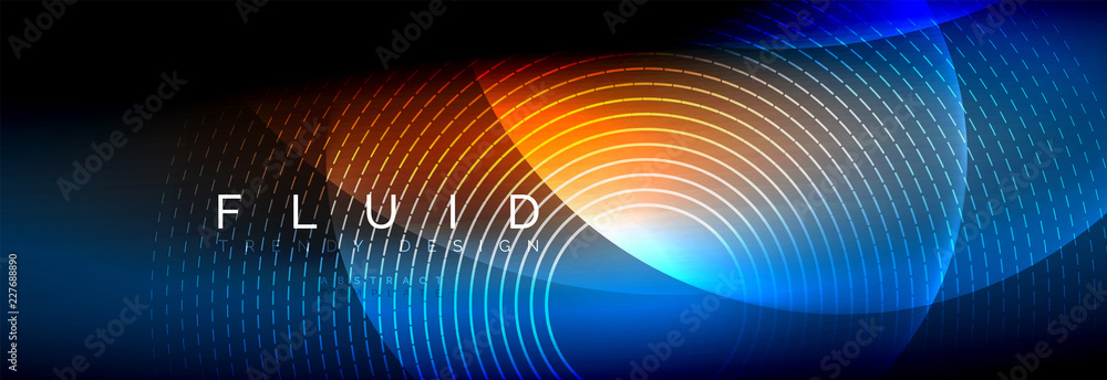 Obraz premium Vector blurred neon glowing circles with flowing and liquid light concept, energy magic fantastic abstract background