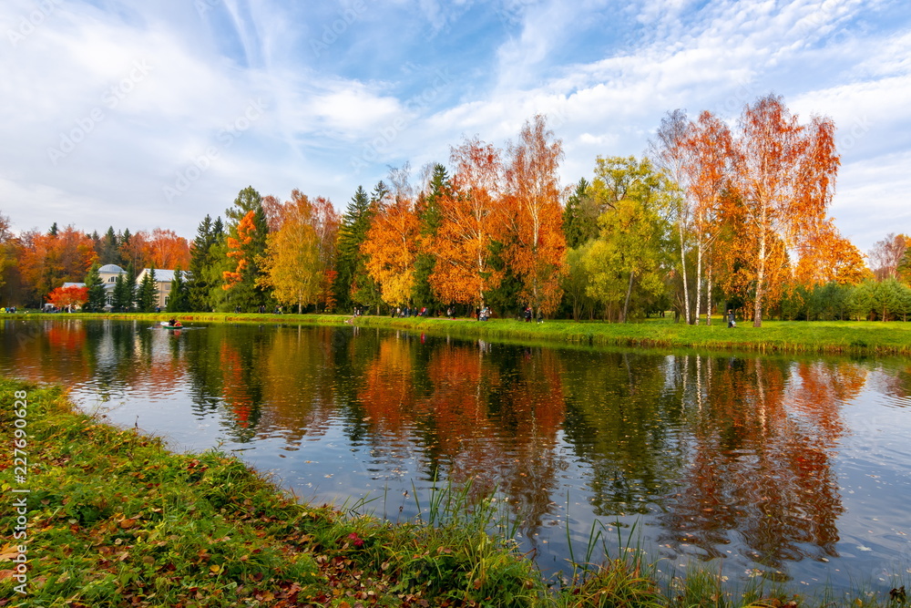 Autumn foliage in Pavlovsky park, Pavlovsk, St. Petersburg, Russia