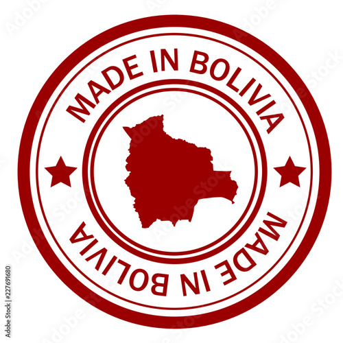 Red stamp with map of Bolivia