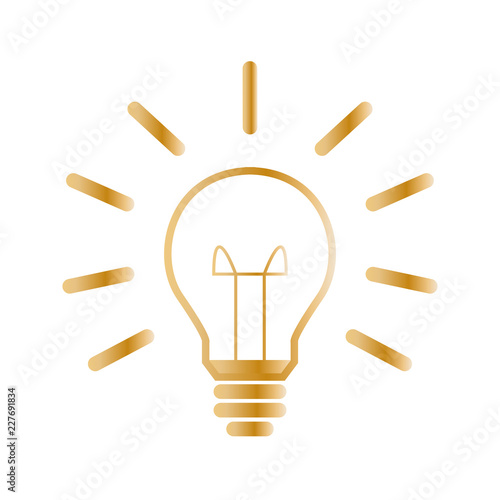 Glühbine mit Strahlen - Icon, Symbol, Piktogramm, grafisches Element - gold