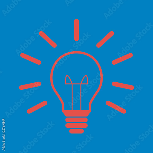 Glühbine mit Strahlen - Icon, Symbol, Piktogramm, grafisches Element - blau, rot