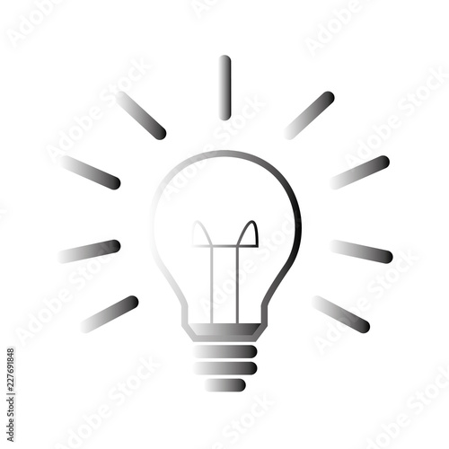 Glühbine mit Strahlen - Icon, Symbol, Piktogramm, grafisches Element - schwarz, grau - Verlauf