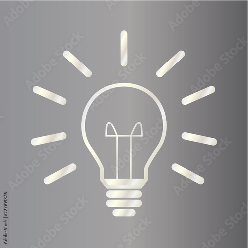 Glühbine mit Strahlen - Icon, Symbol, Piktogramm, grafisches Element - silber, grau, titan