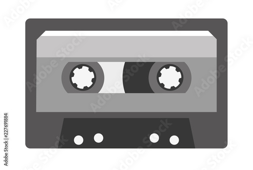 Tape, MC - Icon, Symbol, Piktogramm, grafisches Element - Fläche - weiß, grau - Vektor