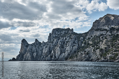 Russia. Crimea. City Sudak. Cape Chicken Kaya and Karaul-Oba Mountain