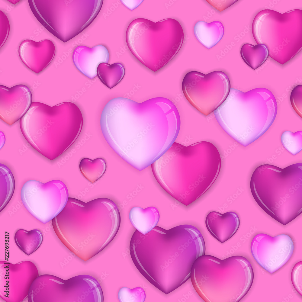 Seamless Hearts Pattern Background,  Happy Valentines Day Design, Love vector illustration