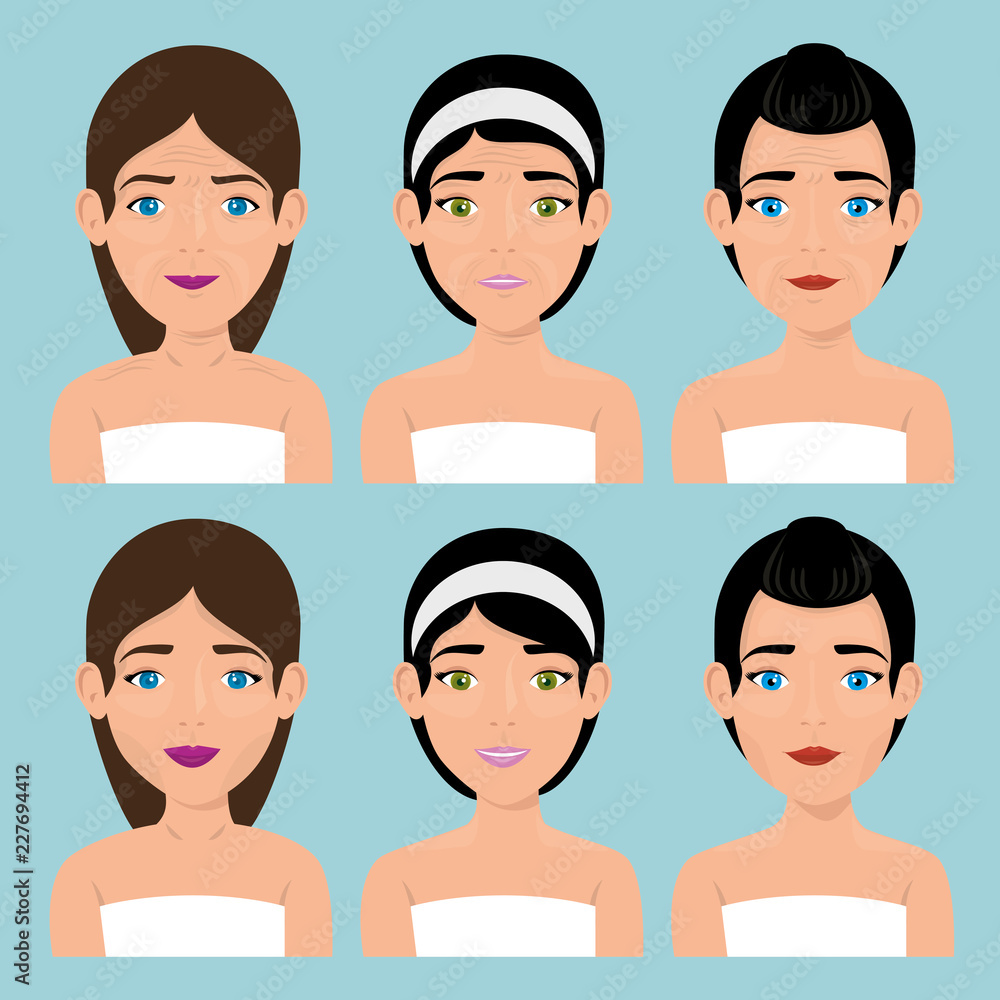 group of beautiful women in treatment facial group of beautiful women in treatment facial