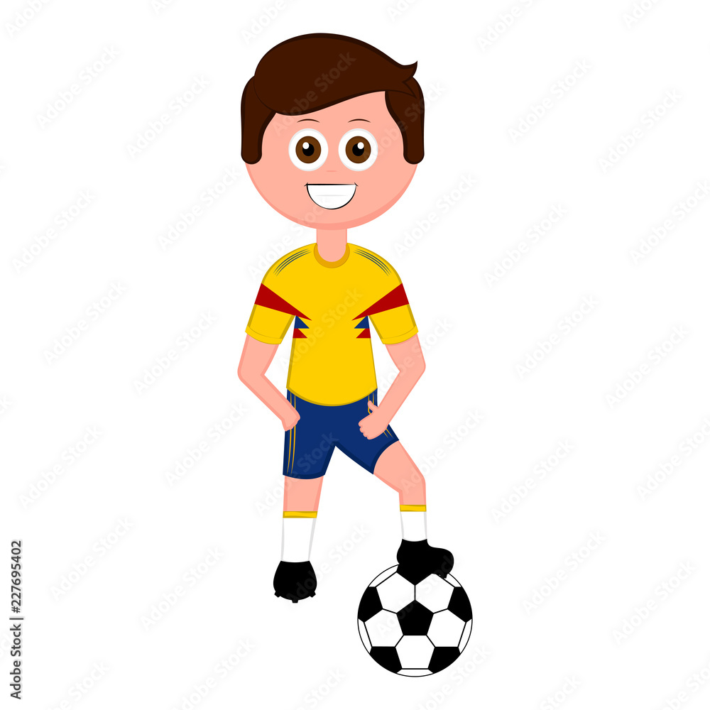 Soccer player with a ball and the Colombian uniform. Vector illustration design