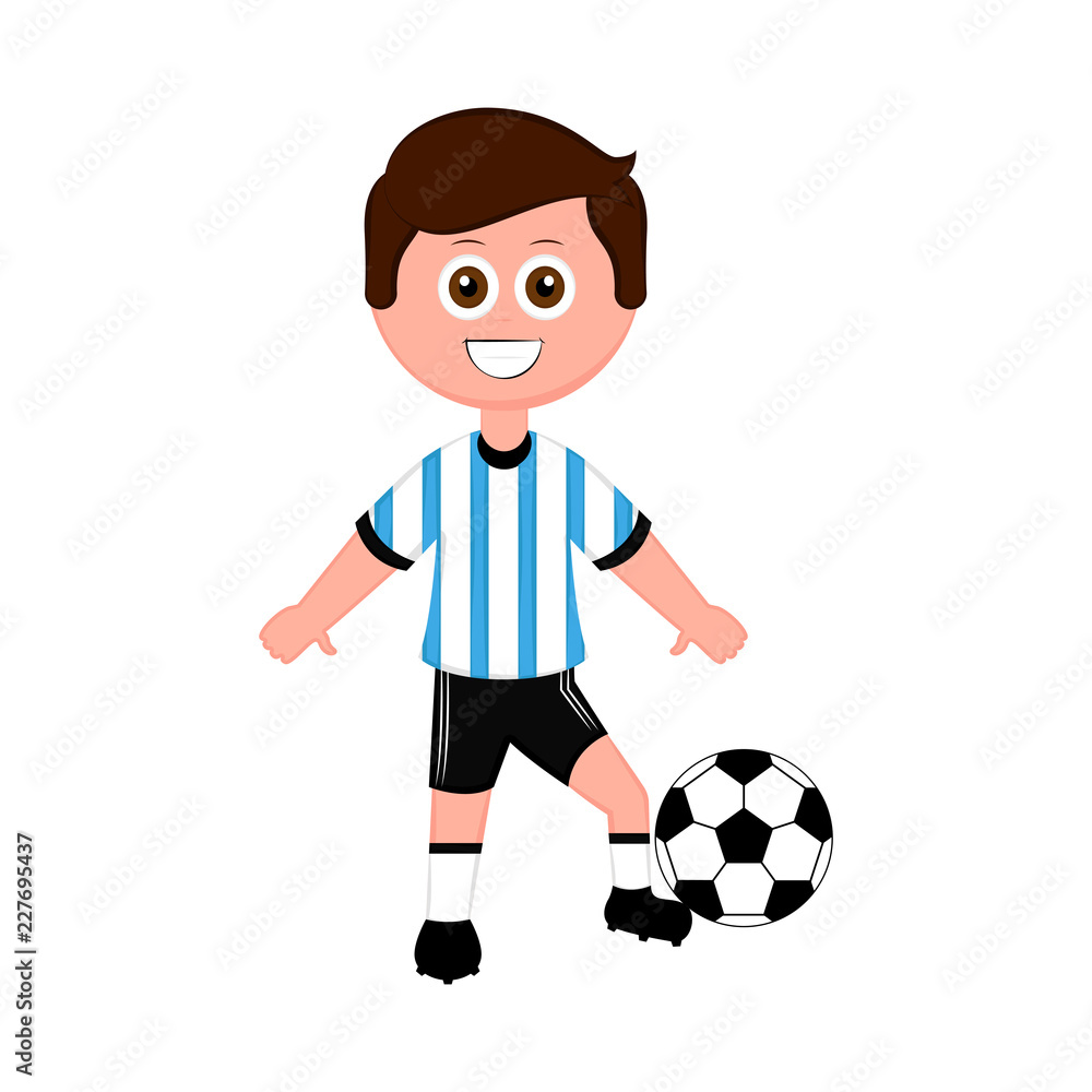 Soccer player with a soccer ball and the Argentinian uniform. Vector illustration design Soccer player with a soccer ball and the Argentinian uniform. Vector illustration design
