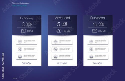 Price list for hosting, banner for the tariffs and price lists. Web elements.