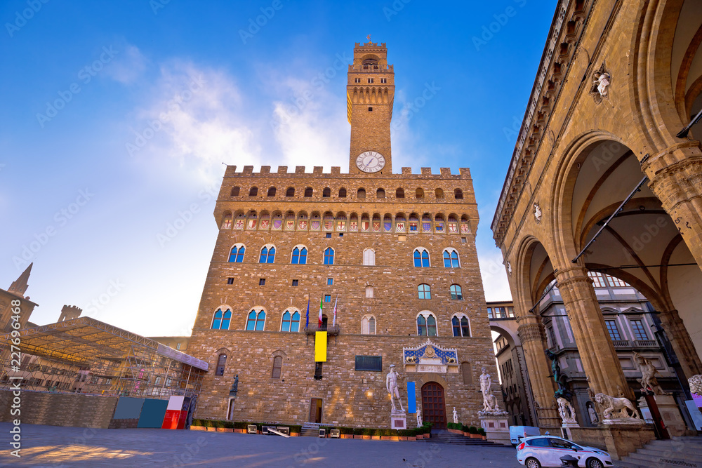 Piazza della Signoria in Florence square and Palazzo Vecchio view