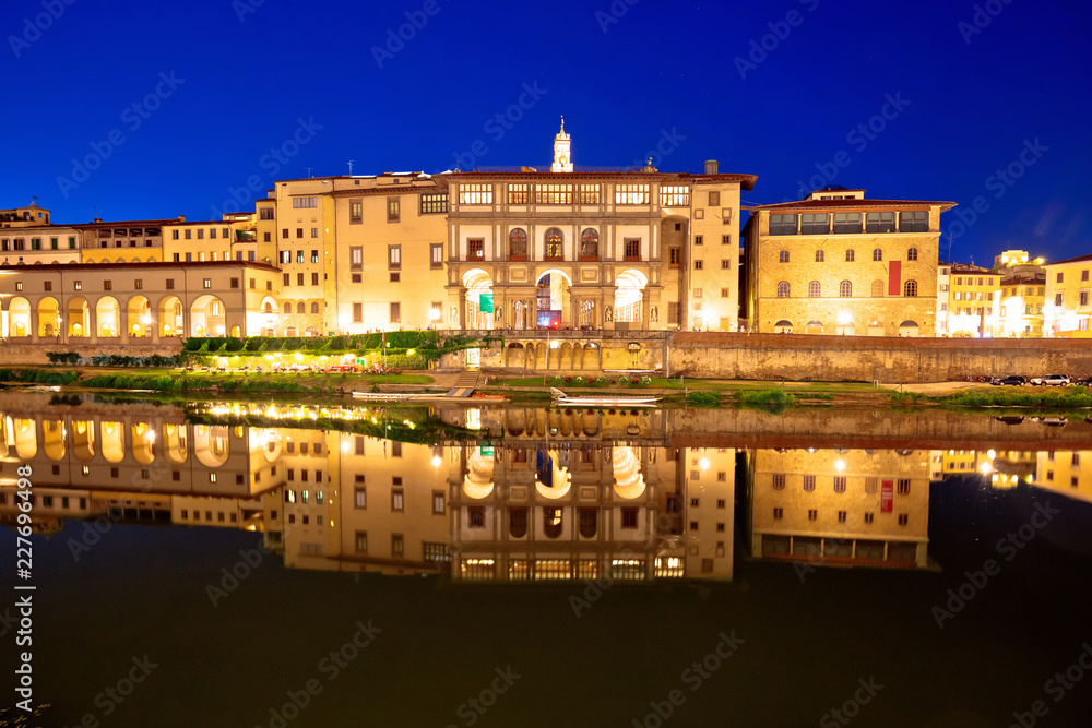Arno river waterfront evening reflections in Florence