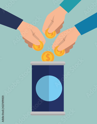 hands with money charity donation