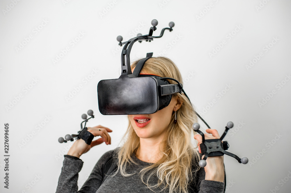 Standard equipment girl in virtual reality club Standard equipment girl in virtual reality club