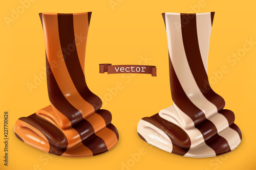 Chocolate swirl. 3d vector realistic icon
