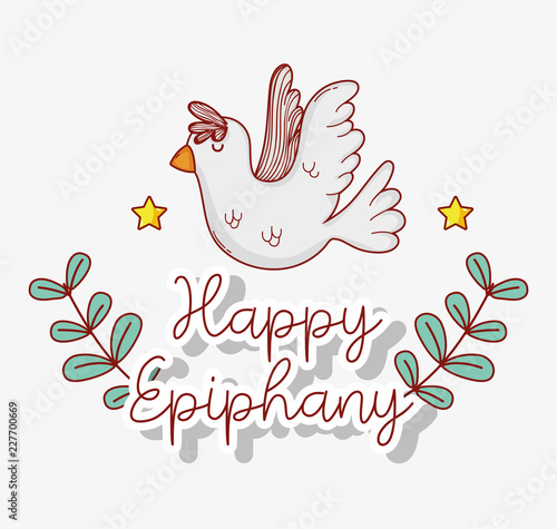 bird with stars and branches leaves to epiphany celebration