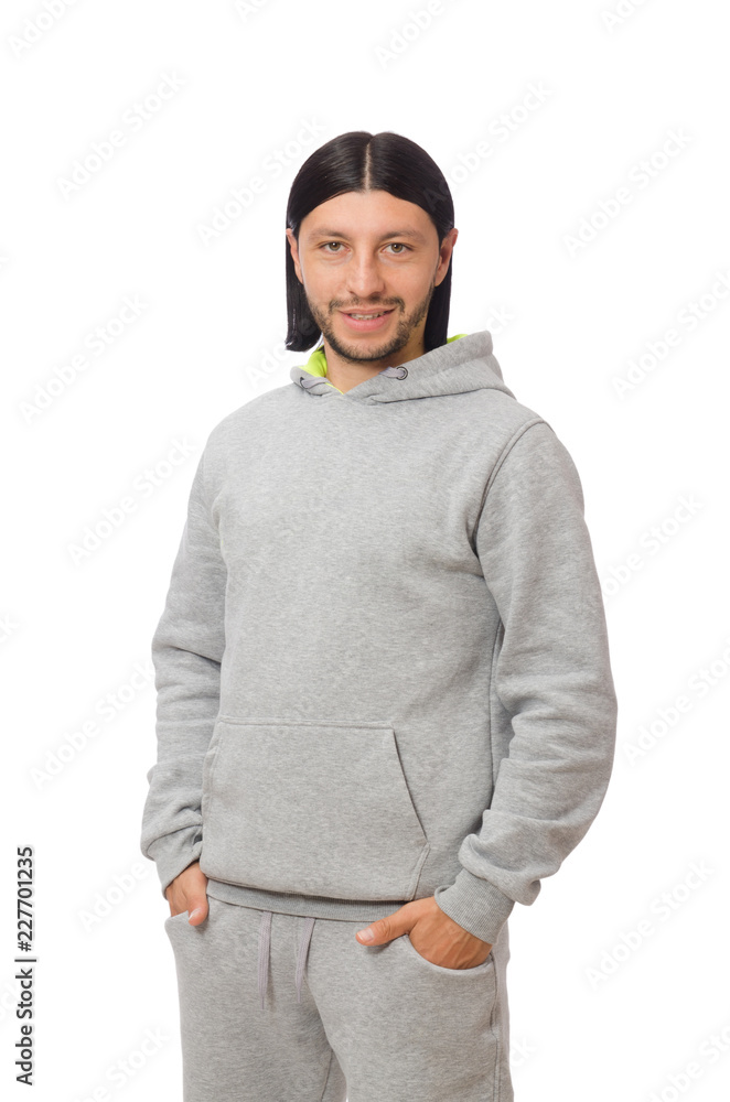 Young man exercising isolated on white background Young man exercising isolated on white background