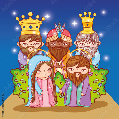 joseph and mary with three kings together