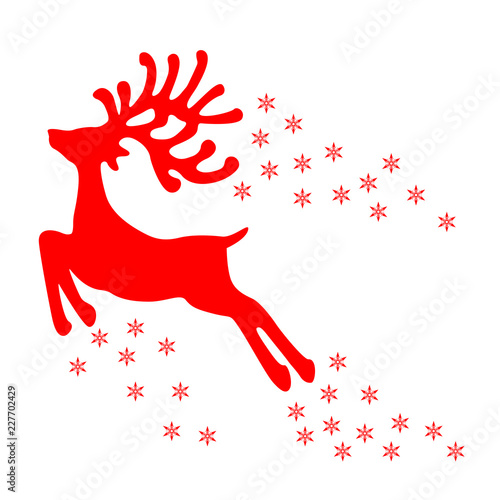 Fly christmas reindeer sign - vector