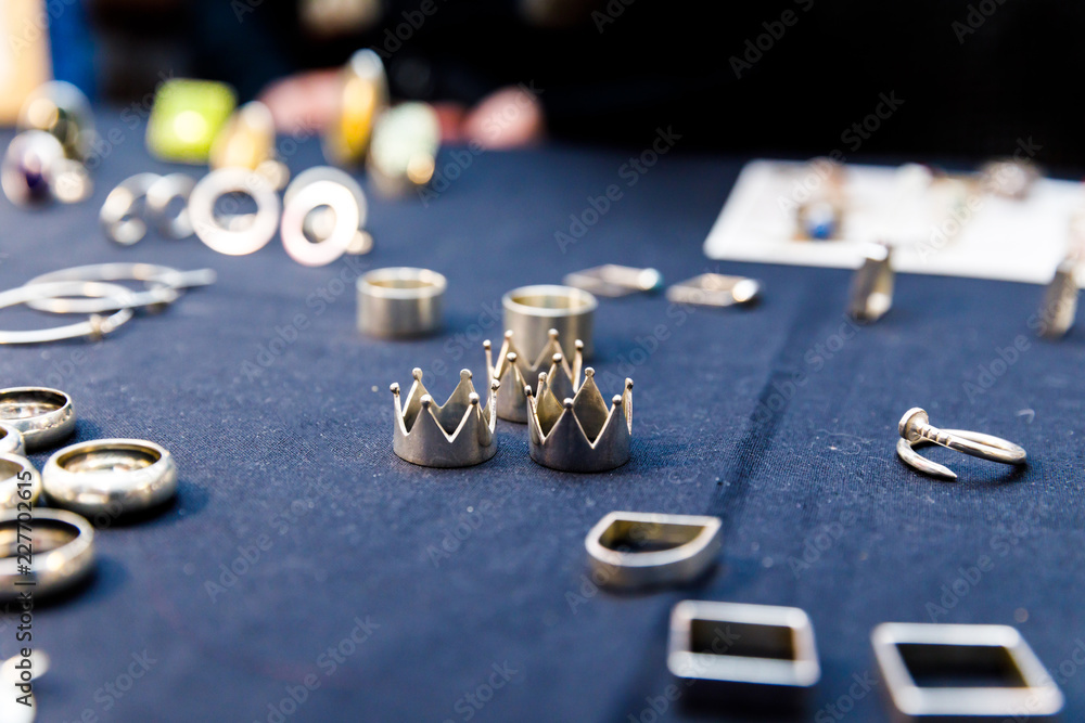 Handmade crystal market, jewelry made of silver, steel, natural stones, beads Handmade crystal market, jewelry made of silver, steel, natural stones, beads