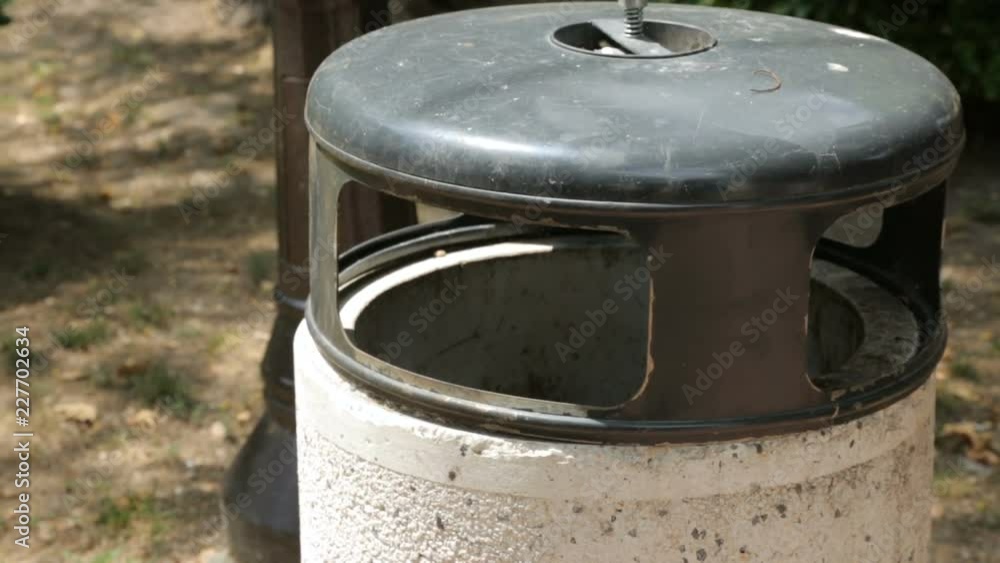 Refuse bin in public park