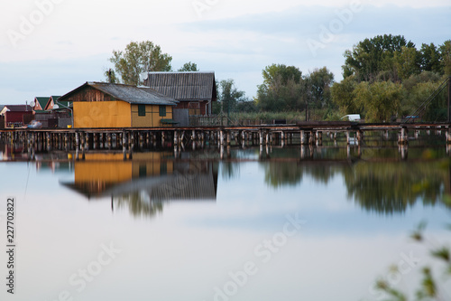 floating village on lake Bokod, Hungary