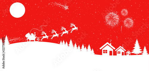 Santa Claus flyin on Christmas sleigh in the night – vector for stock