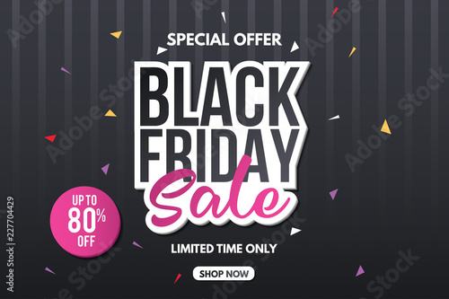 Black friday sale banner. Sale banner template design. Abstract banner. Vector illustration