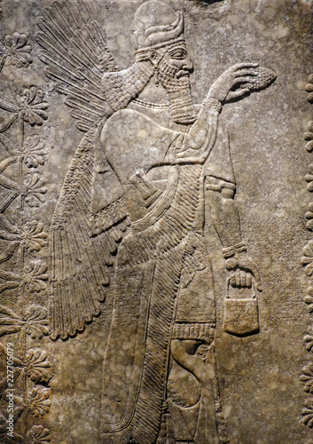 Winged Genie panel, made from alabaster circa 883–859 BCE, decorated an Neo-Assyrian royal palace of the King Ashur-nasir-pal II near Nimrud, Iraq.
