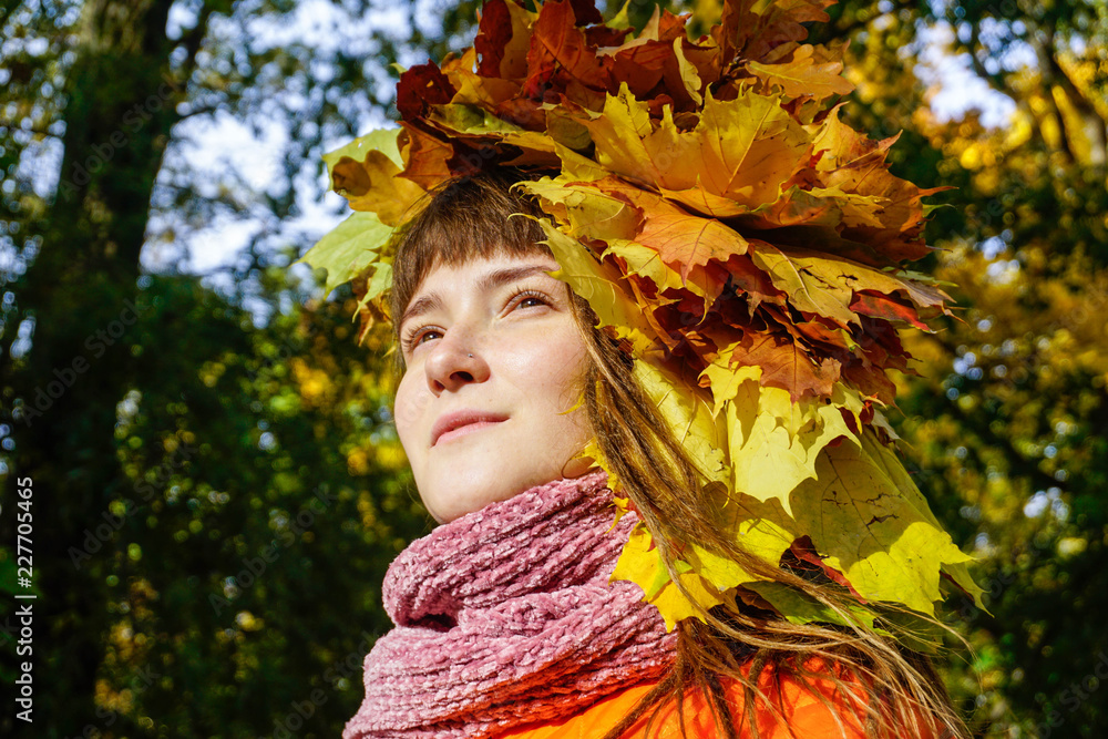 Autumn girl with maple leaves Autumn girl with maple leaves