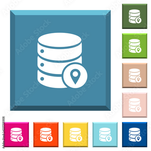 Database location white icons on edged square buttons