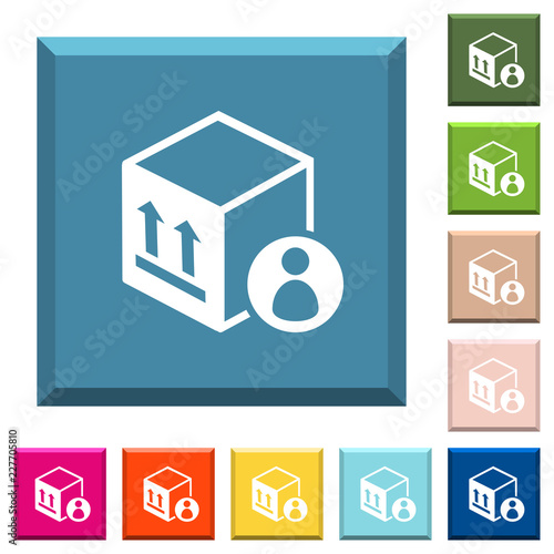 Package recipient white icons on edged square buttons
