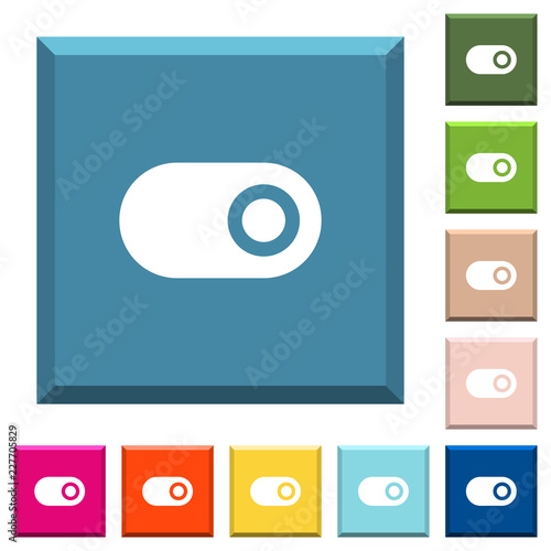 Single horizontal toggle white icons on edged square buttons