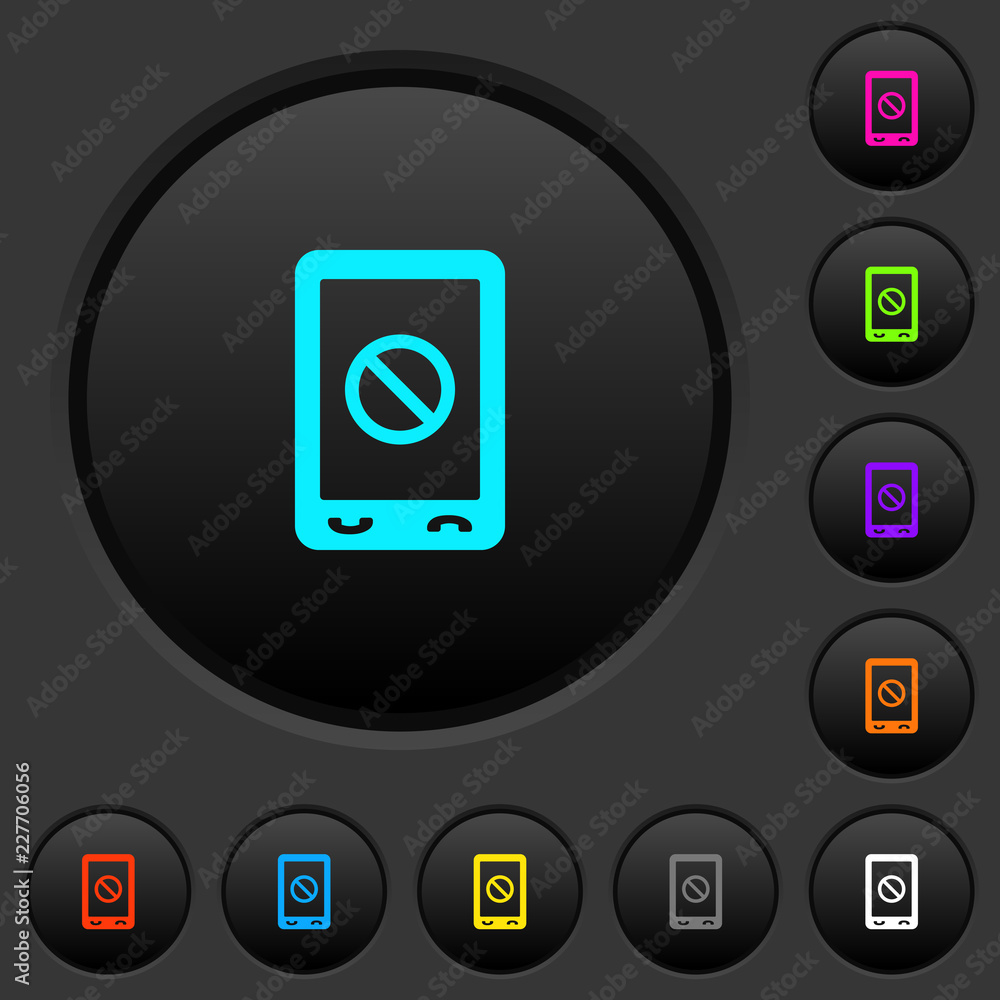 Mobile disabled dark push buttons with color icons Mobile disabled dark push buttons with color icons